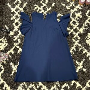 Navy shoulder cut out dress